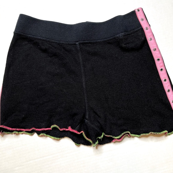 Studded Hot Shorts Size XS Black Pink Sweatpants Booty Pants Whimsygoth Upcycled - Picture 7 of 9